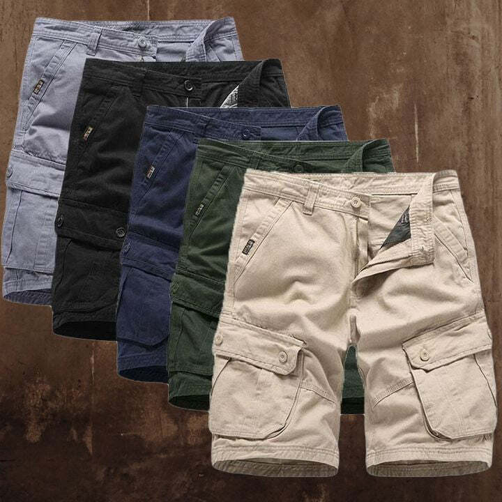 Short d'extérieur ample à poches multiples et couleur unie pour homme