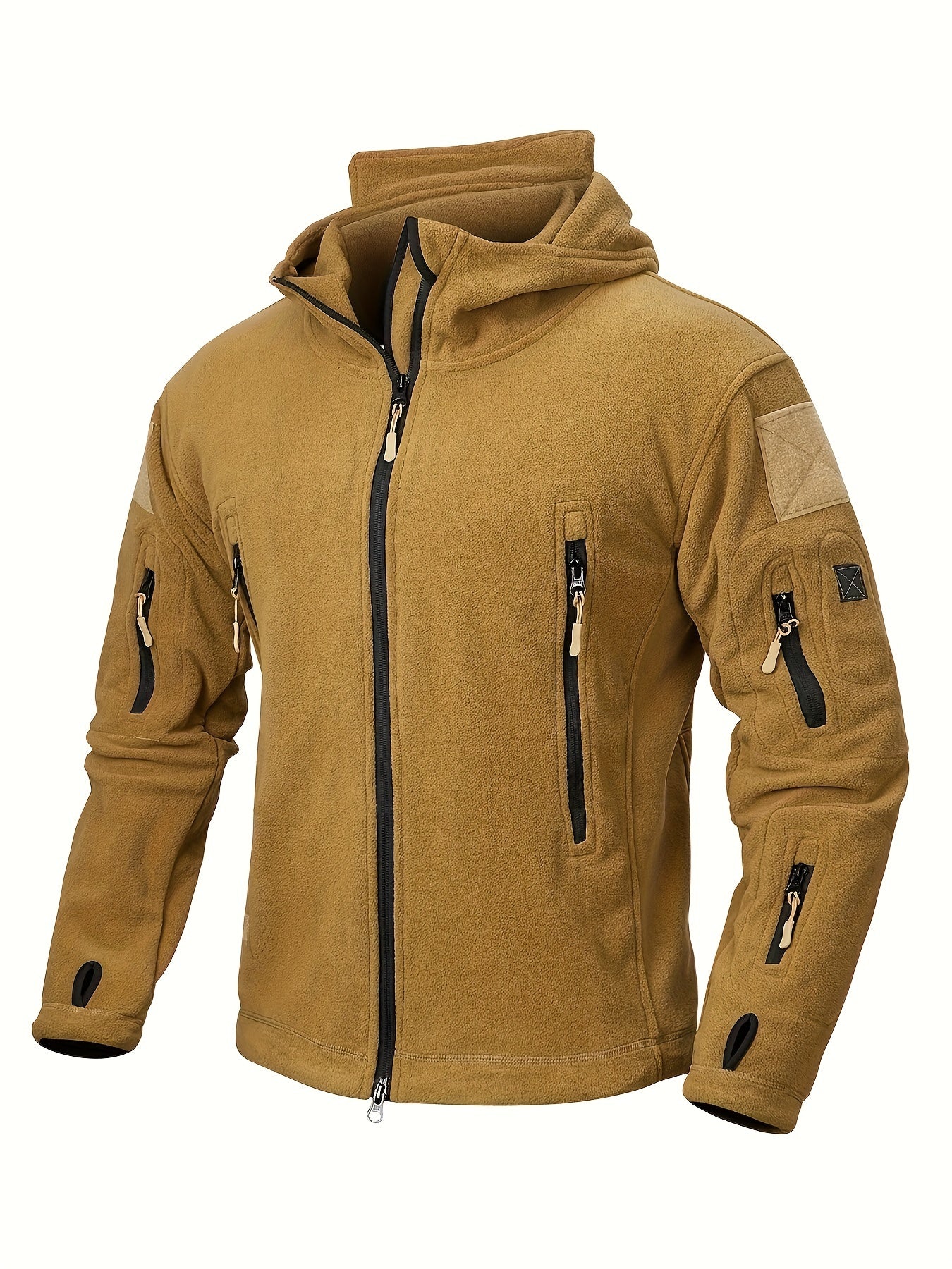 Winter Warmth Master - Hochwertiger taktischer Fleece-Kapuzenpullover für Herren mit 7 Reißverschlusstaschen 