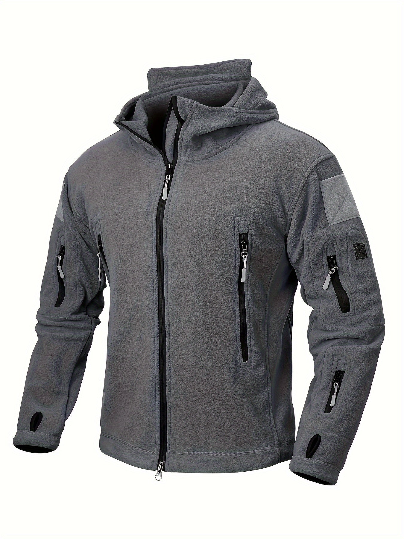 Winter Warmth Master - Hochwertiger taktischer Fleece-Kapuzenpullover für Herren mit 7 Reißverschlusstaschen 
