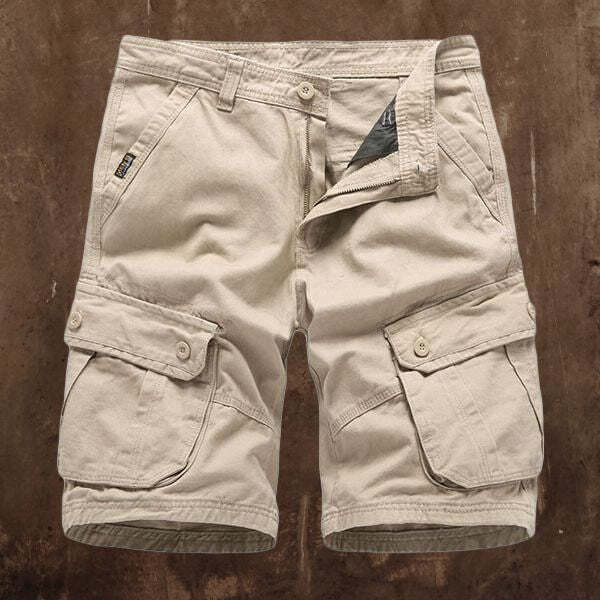 Lockere, einfarbige Outdoor-Shorts für Herren mit mehreren Taschen 