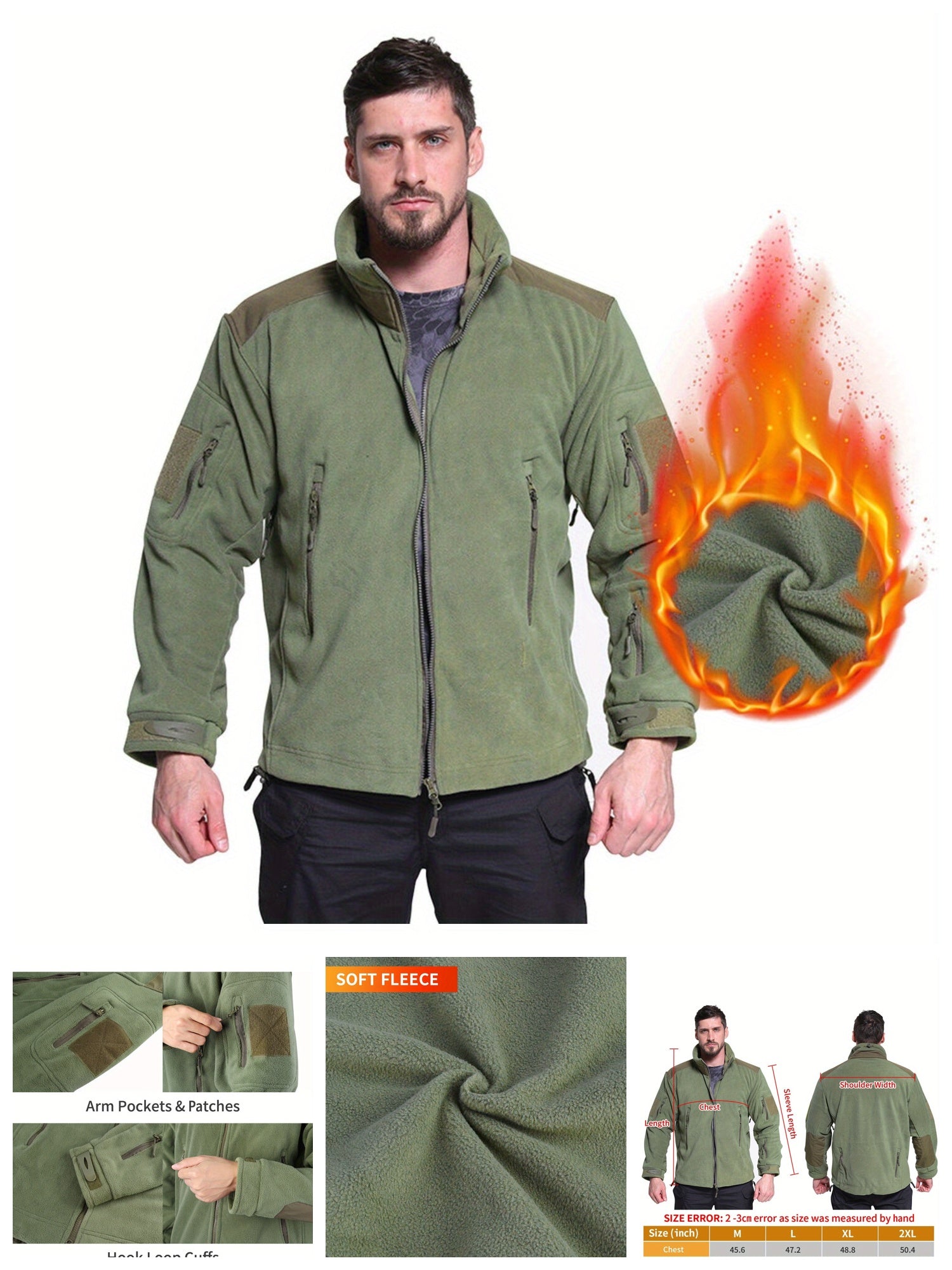 Taktische Sportjacke aus Winterfleece für Herren – Militärjacke im Kampfstil 