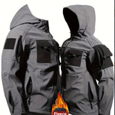 Stilvolle taktische Kapuzenjacke im Farbblockdesign für Herren – Winddichter, mit Fleece gefütterter, wasserabweisender Outdoor-Mantel 