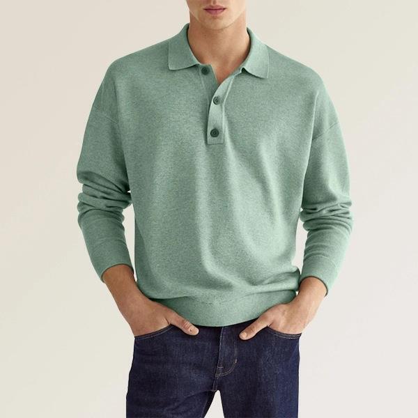 Schlichtes Basic Stehkragen Langarm Poloshirt 