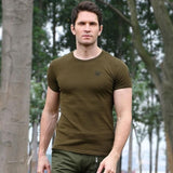 Lässiges Rundhals-T-Shirt aus Baumwolle für Herren im Militärstil 