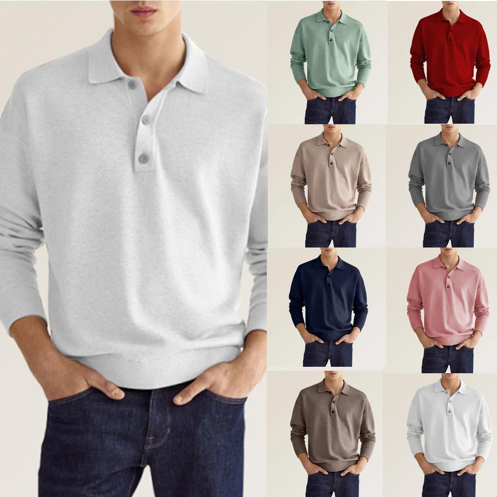 Schlichtes Basic Stehkragen Langarm Poloshirt 